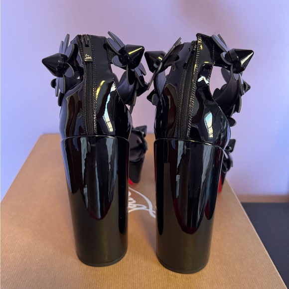 Christian Louboutin Daisy spike Alta 130 Black Floral Platform Heels - Picture 12 of 17